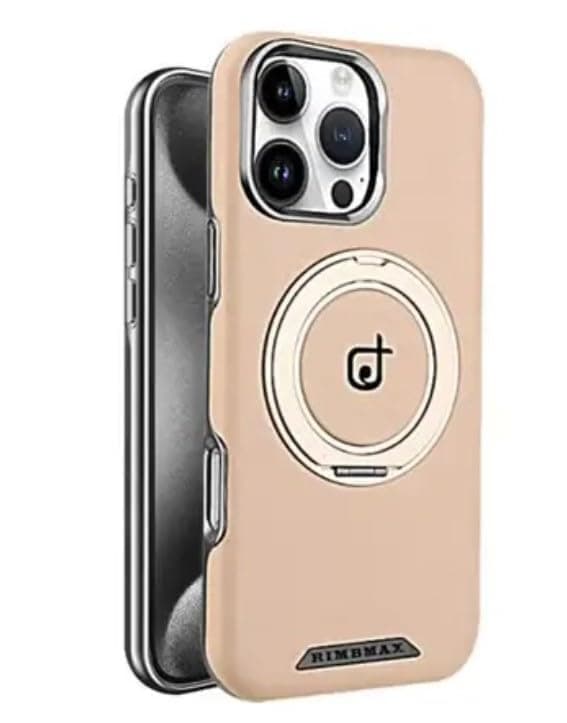 Protective Case Matte Back And Magnetic Ring (Compatbile with iphone 16 Pro Max) Built in 360 Degree Rotating Kickstand Foldable Circular Stand Slim Design Shockroof And Fingerprint Resistant (Beige) Cellular phone case