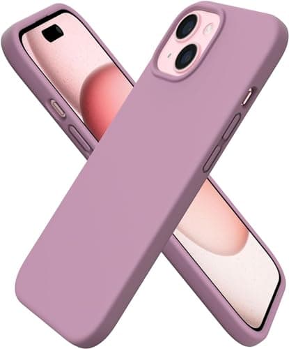 Compatible With Shockproof Liquid Silicone Designed for iPhone 13 / Iphone14 Case Gel Rubber Anti-Shock Cover Case Drop Protection 6.1inch-Black (Lilac Purple) Cellular phone case