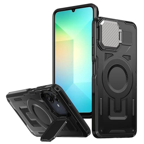 GOLDEN MASK Compatible With Samsung Galaxy A07 Case with Camera Protection, with Case Magnetic with Stand (Black) Cellular phone case
