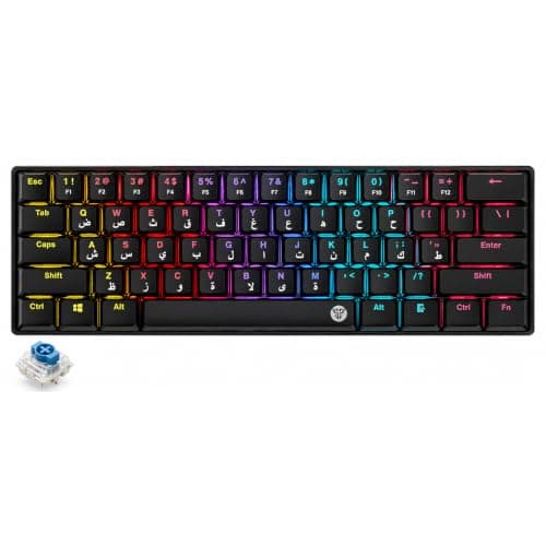 FANTECH ATOM Gaming Mechanical Keyboard - Low Profile Switches - RGB 17 Modes - Extra Keycaps (Black (Blue Switch), AIR61 MK311)