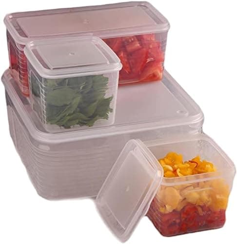4 in 1 Grid Refrigerator Food Storage Box Plastic Kitchen Transparent Food Storage Box Stall Ice Powder Ingredient Storage Box