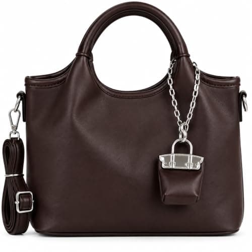 TRENDORA Women’s Handbag, Stylish Top Handle Bag with Detachable Shoulder Strap & Mini Pouch Charm, Elegant Everyday Tote Bag,Crossbody Bags