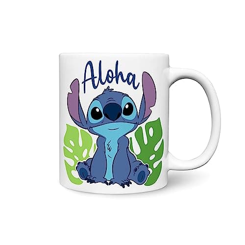PureArtz Cute Stitch Aloha White Ceramic 325ml Coffee Mug Drinking cup