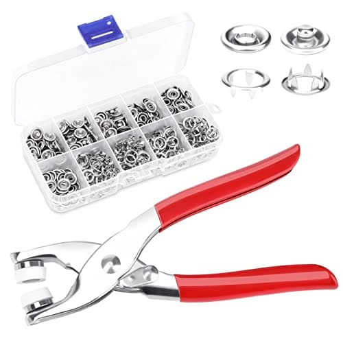 ELIAUK Press Stud Set with Pliers, Fixed Buttons Tool, Non-Sewing Buttons 9.5 mm Jersey Press Studs for DIY Baby Children's Clothing, Clothing Bags, Hand-Made, Clothing Repairs (100 Buttons) Snap fastener