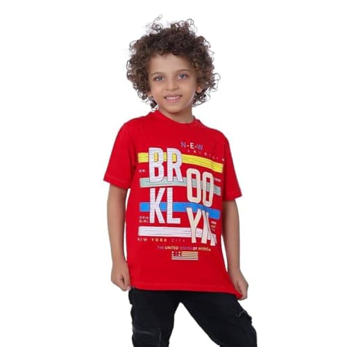BEBO Boys Printed Half Sleeve T-Shirt 4 Years Red - 12347_Red_4_24