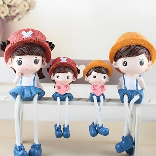 Happy Family Figurines- Set of 4 Classic Cartoon Figures to add flair to your living room artistically, suitable as a romantic wedding anniversary gift or a fun decorative item that enhances visual ap