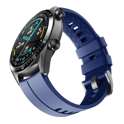 FFHAO For Galaxy Watch 46mm Watch 3 45mm/ For Huawei GT/GT 2(46mm) Watch Band, 22mm Silicone Straps Watch Band Accessory(Dark blue)
