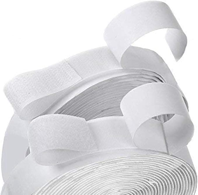 Adhesive Hook And Loop Tape 2M Length White Color, Strong Self Adhesive Fastener Strips, Heavy Duty Sticky Back Tape for Home, Office, Crafts, Organization, Indoor Outdoor Use