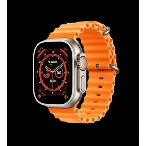 W&O X9+ Ultra 2 Smartwatch with 49mm AMOLED HD Display, with Bluetooth Calling & NFC, Includes Wireless Charger & Sports Strap, Compatible with Wearfit Pro (Orange) Wearable computer