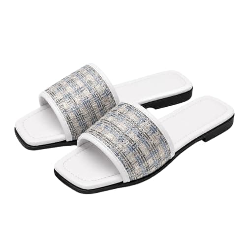 ROMBA SPORT Women's Wide Strap Patterned Flat Slippers, Thin And Light Sole, Summer Casual Sandal