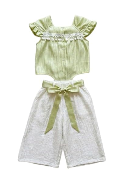 Billion Girls Ruffle Trim Blouse & Wide-Leg Pants Set – Summer 2-Piece Outfit SG26-645 Coordinated outfit
