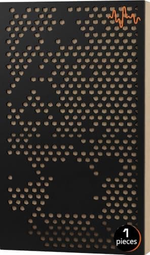 ACOUSTIC MOTION Acoustic Panels 5.5cm Thick120X60 cm Fiberglass+Wood Sound Proof-Bass Trap,Sound Absorbing,Diffusion decorative Panels ECHOSCATTER design for Studios,Home Theater Ceiling,Wall,Black Insulation