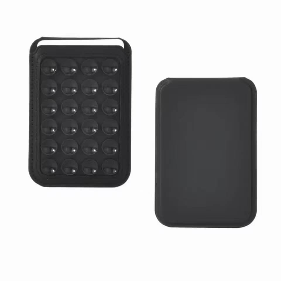 Card Holder Wallet for Magsafe, Wallet Stand Phone Leather Magnetic Card Holder for iPhone Series 16/15/14/13/12 and MagSafe Phone Case (Suction Black) Portable electronic device stand