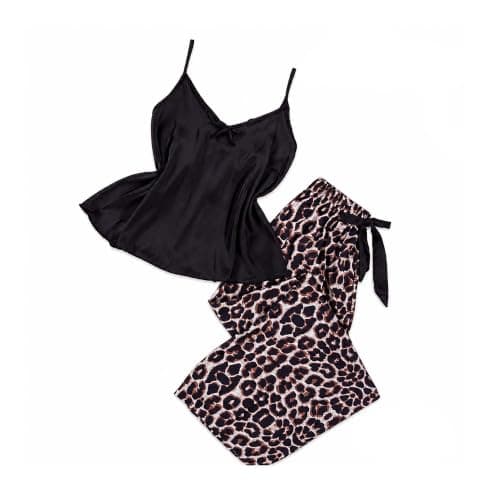 2 Piece Tiger Pattern Pants and Tafraa Sleeveless Top Women Summer Pajamas One Size 50K to 80K (NO:3052)