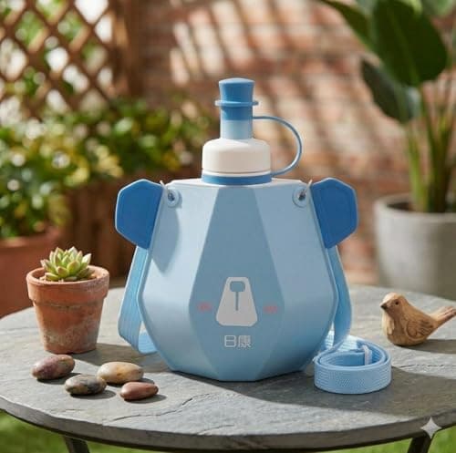 Cartoon Bear Bottle - Portable Water Container with Adjustable Strap Safe for Children Daily Use and Trips