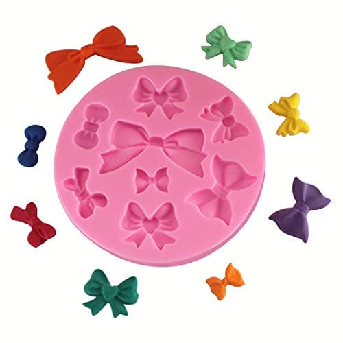 HengKe 2pcs 8 Assorted Bows Silicone Mould, Bowknot Silicone Jelly Sugar Chocolate Fondant Molds for Fondant, Pudding, Soap, Sugarcraft,Candy, Cake Decoration Cupcake Topper,Polymer Clay, Ice Jewelry