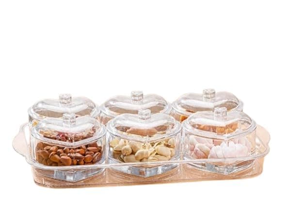 Nut Serving Tray Set with Lid Serving Tray Serving Box Candy Organizer for Nuts and Desserts C 6 Bowls