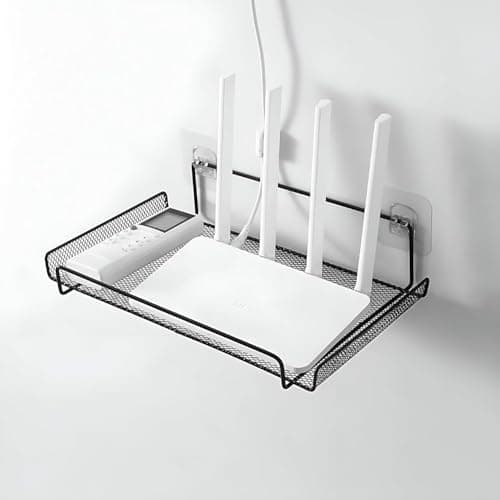 Metal Router Stand Wall Organizer Router Modem Wall Space Saving Wire Tidy Durable Design Supports All Devices Easy Installation for Home Office Storage rack