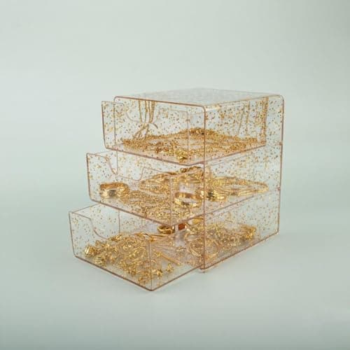 3-Layer Small Desktop Drawer Organizer for Jewelry Accessories Hair Pins and Personal Items Multi-Purpose Cosmetic Storage Box Unit Compact Design Case