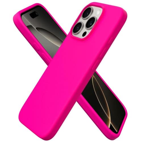 ORNARTO for iPhone 16 Pro Case 6.3", Slim Liquid Silicone Case Cover | Hot Pink,6.3 inches,3-Layer Protection, Soft Gel Rubber, Shockproof Design, Anti-Scratch Microfiber Lining Cellular phone case