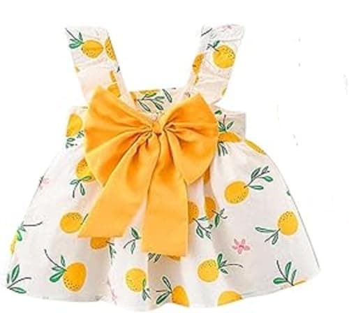 MIZAYA Girls Dress Cherry Pattern With Bow, Attractive Design For Kids Clothes