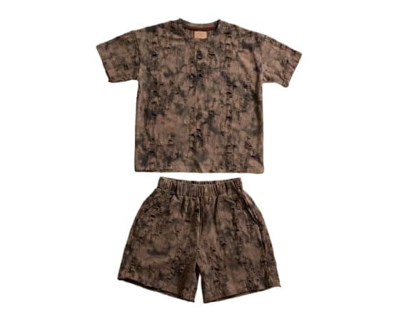 Billion Boys Distressed Tie-Dye Short & T-Shirt Set – Casual Summer 2-Piece Outfit SG26-611 Coordinated outfit
