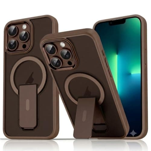 Case Magnetic Stand [Compatible with iPhone 13 Pro][Military Drop Protection] Shockproof Invisible Kickstand Matte For Case Men Women (Brown) Cellular phone case