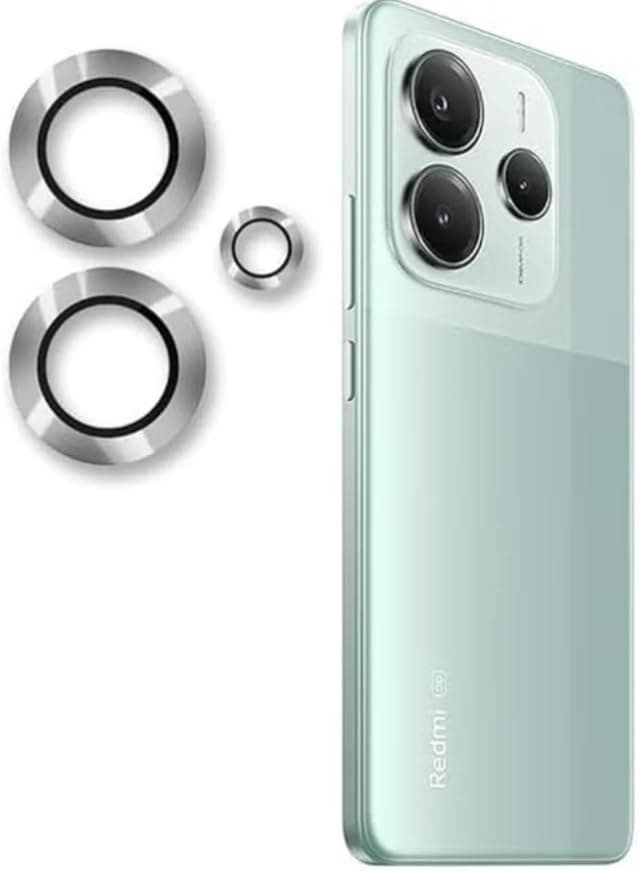 Camera Lens Protector for Mi Note 14 4G Accessories, Tempered Glass Metal Ring Camera Cover Screen Protector, Case Friendly, Anti Scratch, Silver