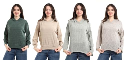 Red Circle Womens Bundle of 4 Comfortable Casual Long Sleeve Sweatshirt Bundle of 4 Comfortable Casual Long Sleeve Sweatshirt