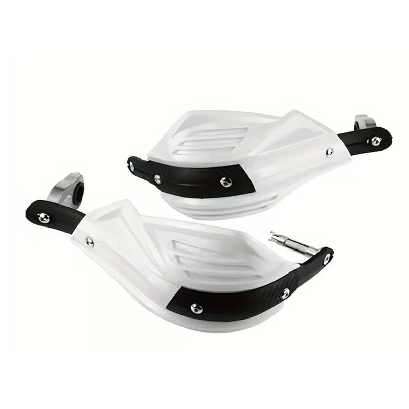 Handguard Motorcycle Handlebar Protection Shield - Left & Right Kit (White, Code:10194) by KaberTrade