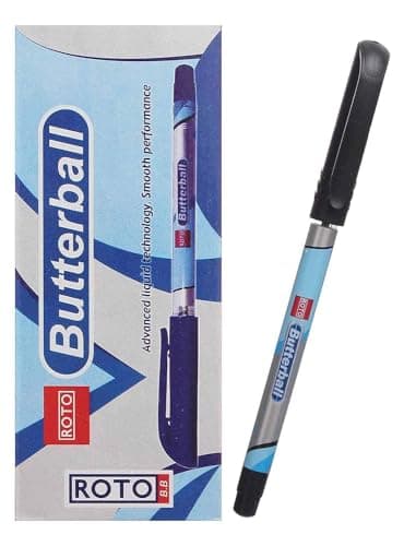 Roto Butterball Ballpoint Pen, 0.7 mm., Black - Pack of 12 Writing instrument