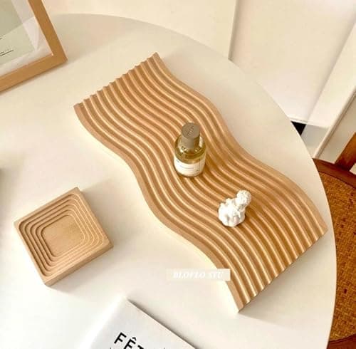 Decorative Wavy Bamboo Serving Tray 37x19cm Natural Wood Platter for Home Organization Kitchen Serving and Aesthetic Photography Prop Decor Accessory