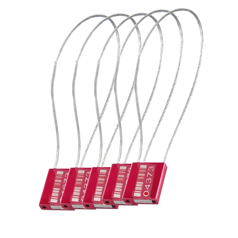 Self Locking Cable Ties Zip Ties Metal Wire Ties Sealed and Numbered Wire Ties (Sealwire Metal Maroon, 70cm Length, 5 Pack) - by KaberTrade