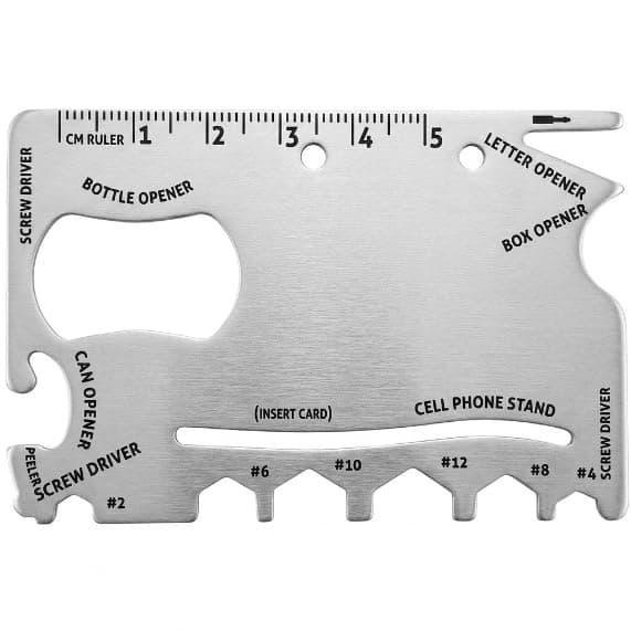Stainless Steel Multitool Card, Compact Credit Card with Multi-Function, Screwdriver and Wrench, Suitable for Camping, Trips and Daily Use.