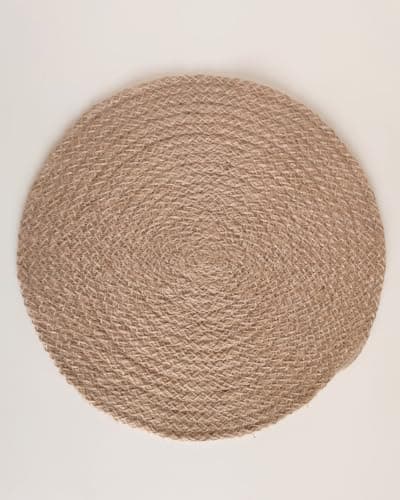 Round Wicker Coasters 2-Piece Set 38cm Heat Insulated Woven Table Mats Trivet