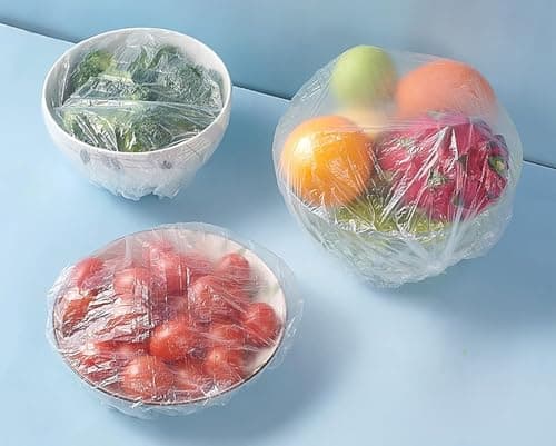 80 Pieces Multipurpose Elastic Food Storage Cover Bags for Fruits Vegetables and Leftovers Transparent Stretch Plastic Lids Kitchen Hygiene Supplies Container lid