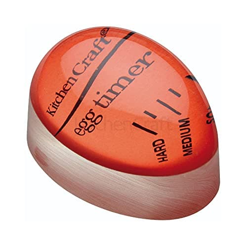 A timer in the form of an egg placed in an egg boiling bowl adjusts the leveling of eggs in degrees of color