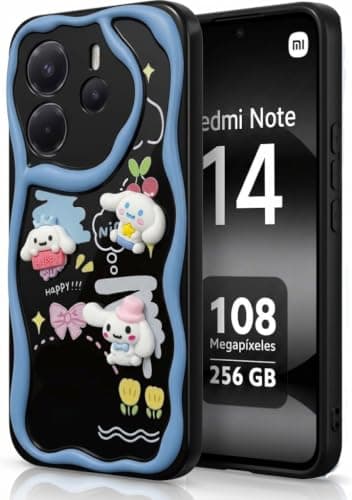Compatible with Redmi Note 14 4G Cartoon 3D Case - Cute Lightweight Raised Elements Soft Silicone Wave Shape Comfortable Hand Protective Cover (White Dog in Hat) Cellular phone case