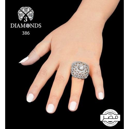 3 Diamonds 292474661779190 Platinum Plated Ring for Women with Zircon Stone - Silver