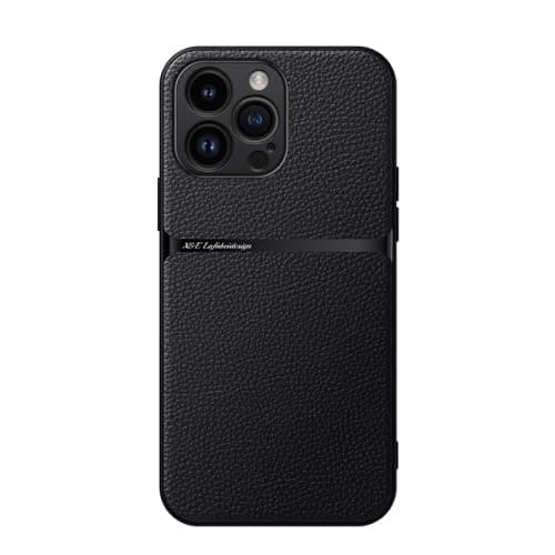 Case For(Compatible With iphone 14 Pro Max) Litchi Leather Magnetic Full Coverage Shockproof Pho Premium Leather TPU Silicone Hybrid Texture Is Non-Slip And Shockproof Phone Case Cover (Black) Cellular phone case