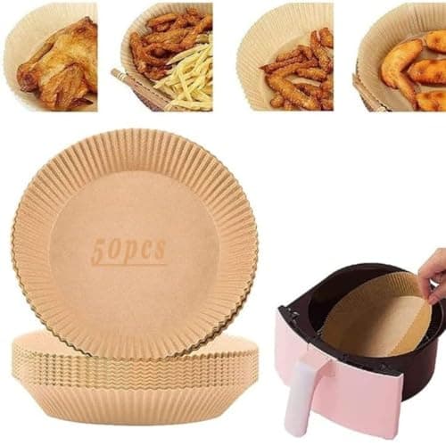Air Fryer Disposable Paper, Food Grade Liner for Baking in Microwave, Frying Pan, Oven and Baking Cake With Double Sided Paper for Anti Sticking and High Temperature Resistance. (Circular 160*40 MM)