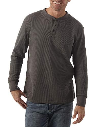 Wrangler Authentics Men's Long Sleeve Waffle Henley, Dark Charcoal, XXL Shirt