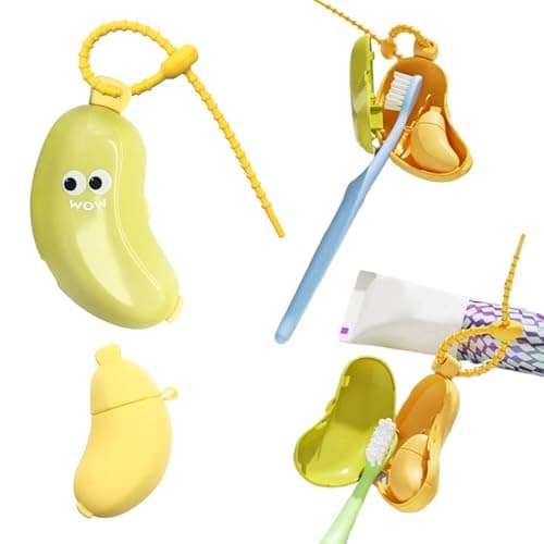 The new banana-shaped toothbrush holder set - practical and cute at the sametime! The set consists of: Toothbrush Case Toothbrush Organizer - Banana Shape Silicone Holder with Toothpaste Container for