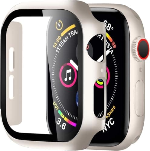 New Design Case for Apple Watch Series 11/10 46mm (Frame with 2 Glass Screen Protector) IP67 Waterproof (Rose Gold) Portable electronic device cover