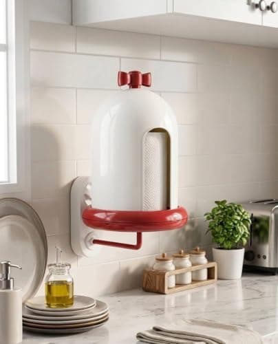 Wall Mounted Tissue Holder Bow Design Kitchen Bathroom Napkin Organizer Space Saving Storage Rack Easy No Drill Adhesive Installation Home Accessory