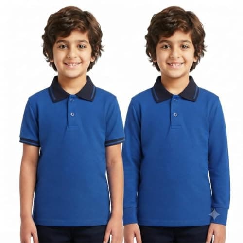 Red Circle Bundle of 2 Half sleeve polo shirt Kids royal blue 14