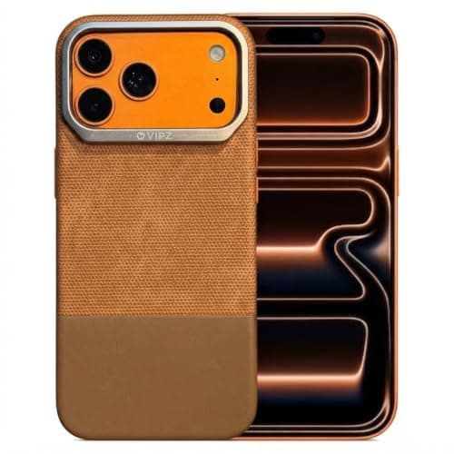 The Fabric Case (Compatible with iphone 17 Pro Max/iphone 18 Pro Max) Features Stylish Leather Texture Design With Built-In Interactive Rear Camera And Shock-Resistant Leather Edges (Brown) Cellular phone case