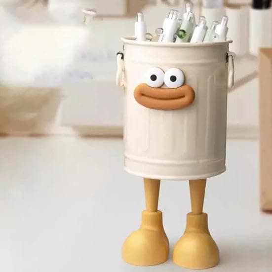 3D Pencil Holder Desktop Organizer with Decorative Stickers 9x9x11.5cm Caddy