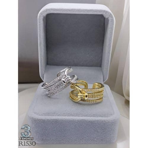 3 Diamonds 292474661779617 Gold-Plated Triple-Band Sparkling Ring-1