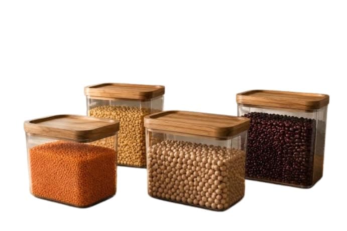 Clear Acrylic Legume Storage Containers - Airtight Lid Food Storage Containers for Kitchen Organization Cereal Storage